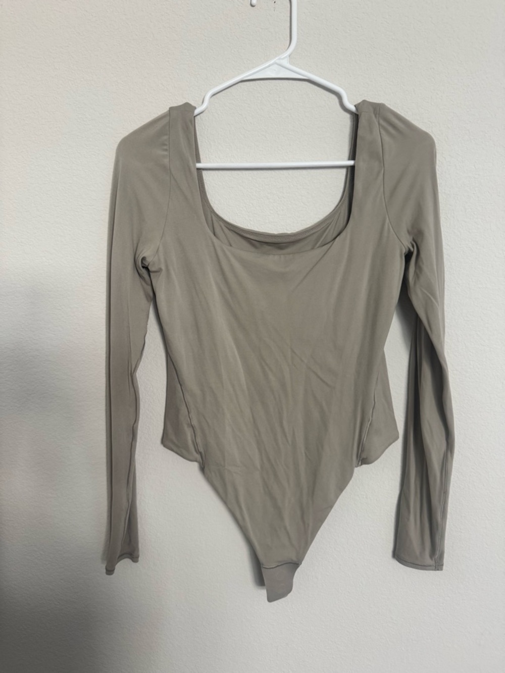 Lululemon Wundermost Ultra-Soft Nulu Square-Neck Long-Sleeve Bodysuit Bone